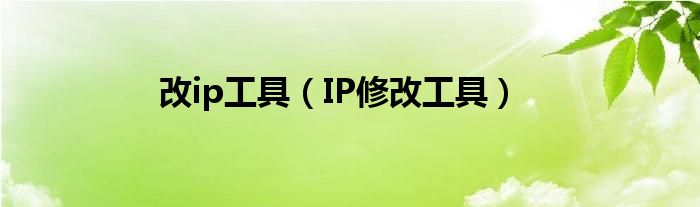 改ip工具（IP修改工具）