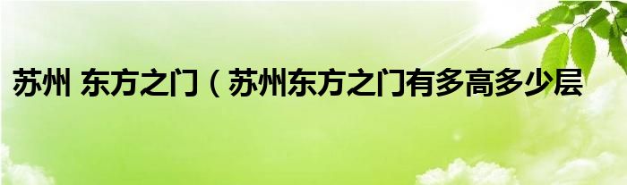 苏州 东方之门（苏州东方之门有多高多少层