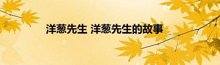 洋葱先生 洋葱先生的故事