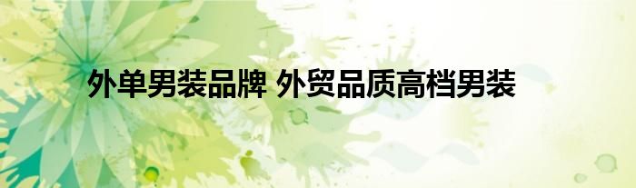 外单男装品牌 外贸品质高档男装