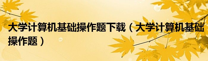 大学计算机基础操作题下载（大学计算机基础操作题）