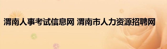 渭南人事考试信息网 渭南市人力资源招聘网