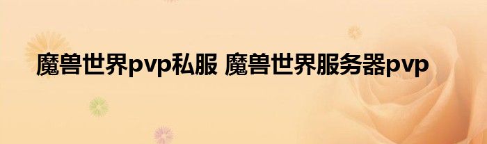 魔兽世界pvp私服 魔兽世界服务器pvp