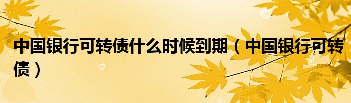 中国银行可转债什么时候到期（中国银行可转债）