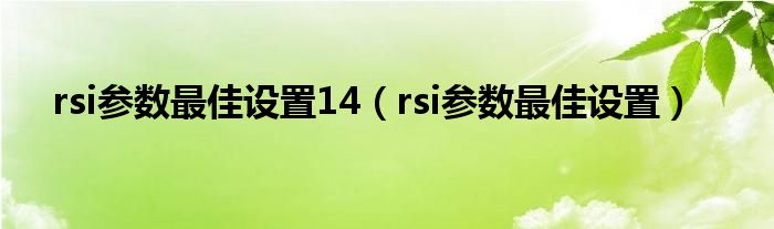 rsi参数最佳设置14（rsi参数最佳设置）