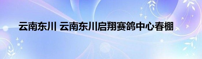 云南东川 云南东川启翔赛鸽中心春棚