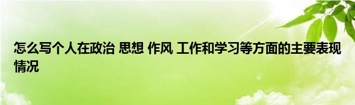 怎么写个人在政治 思想 作风 工作和学习等方面的主要表现情况