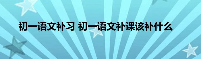 初一语文补习 初一语文补课该补什么