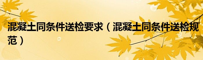 混凝土同条件送检要求（混凝土同条件送检规范）