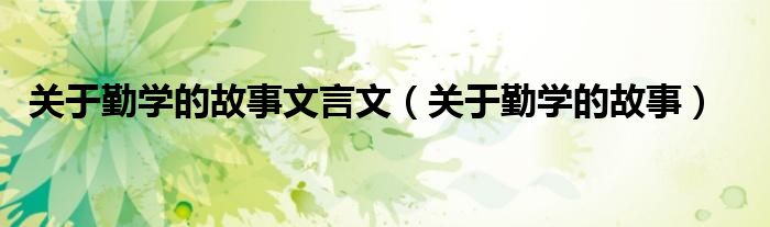 关于勤学的故事文言文（关于勤学的故事）