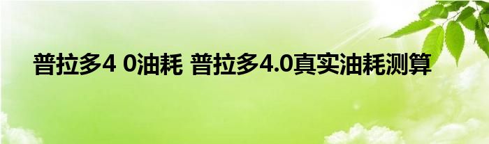 普拉多4 0油耗 普拉多4.0真实油耗测算