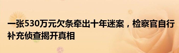 一张530万元欠条牵出十年迷案，检察官自行补充侦查揭开真相