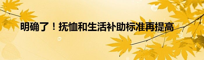 明确了！抚恤和生活补助标准再提高