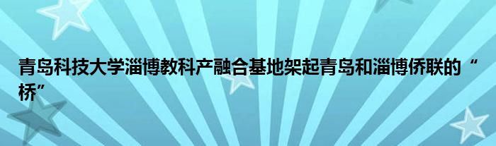 青岛科技大学淄博教科产融合基地架起青岛和淄博侨联的“桥”