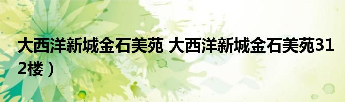 大西洋新城金石美苑 大西洋新城金石美苑312楼）