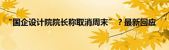 “国企设计院院长称取消周末”？最新回应