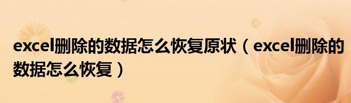 excel删除的数据怎么恢复原状（excel删除的数据怎么恢复）