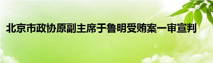 北京市政协原副主席于鲁明受贿案一审宣判