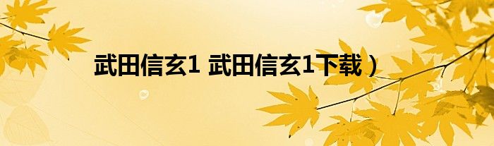 武田信玄1 武田信玄1下载）