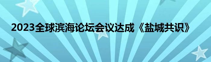 2023全球滨海论坛会议达成《盐城共识》