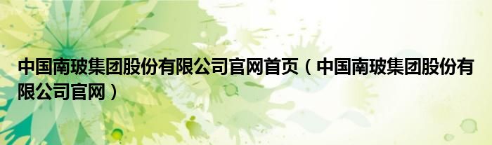 中国南玻集团股份有限公司官网首页（中国南玻集团股份有限公司官网）