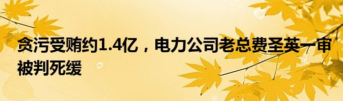 贪污受贿约1.4亿，电力公司老总费圣英一审被判死缓