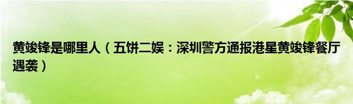 黄竣锋是哪里人（五饼二娱：深圳警方通报港星黄竣锋餐厅遇袭）