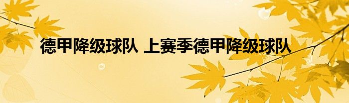 德甲降级球队 上赛季德甲降级球队