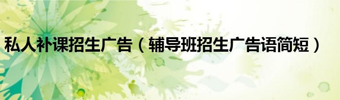私人补课招生广告（辅导班招生广告语简短）