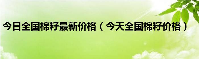 今日全国棉籽最新价格（今天全国棉籽价格）