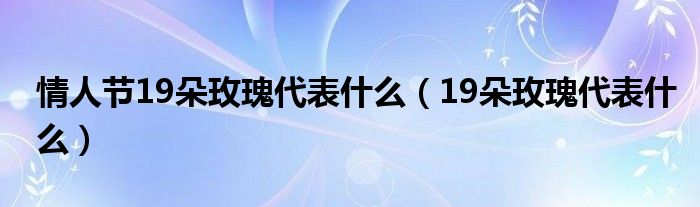 情人节19朵玫瑰代表什么（19朵玫瑰代表什么）