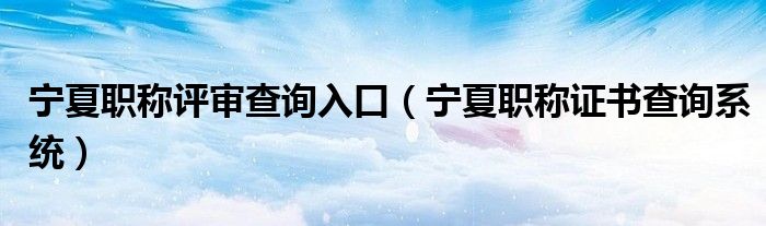 宁夏职称评审查询入口（宁夏职称证书查询系统）