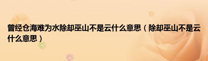 曾经仓海难为水除却巫山不是云什么意思（除却巫山不是云什么意思）