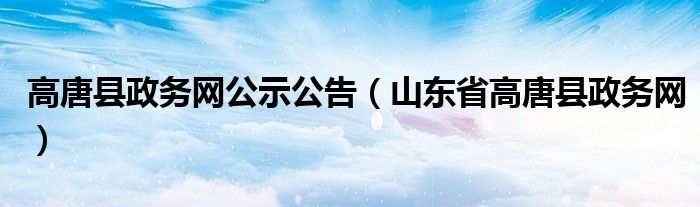 高唐县政务网公示公告（山东省高唐县政务网）