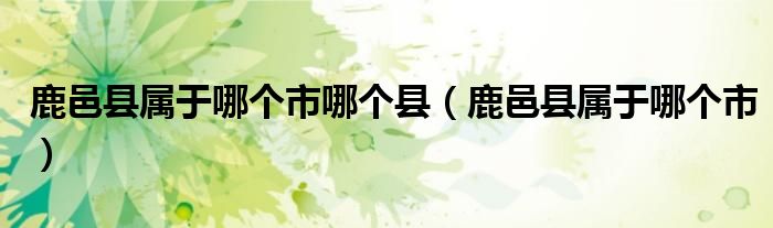 鹿邑县属于哪个市哪个县（鹿邑县属于哪个市）