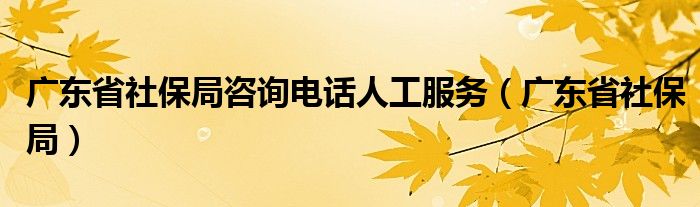 广东省社保局咨询电话人工服务（广东省社保局）
