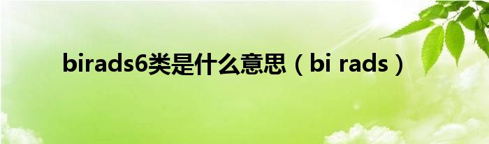 birads6类是什么意思（bi rads）