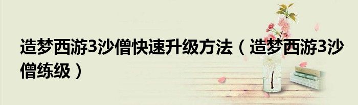 造梦西游3沙僧快速升级方法（造梦西游3沙僧练级）