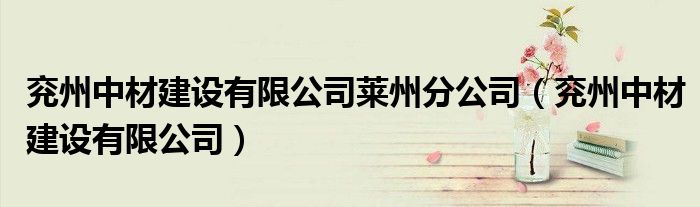 兖州中材建设有限公司莱州分公司（兖州中材建设有限公司）