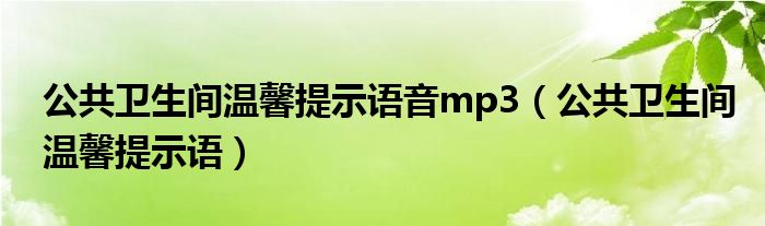 公共卫生间温馨提示语音mp3（公共卫生间温馨提示语）