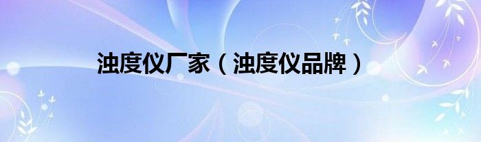 浊度仪厂家（浊度仪品牌）