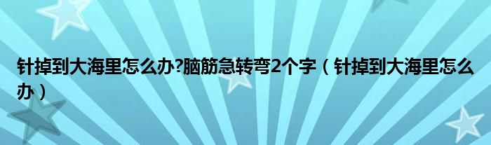 针掉到大海里怎么办?脑筋急转弯2个字（针掉到大海里怎么办）