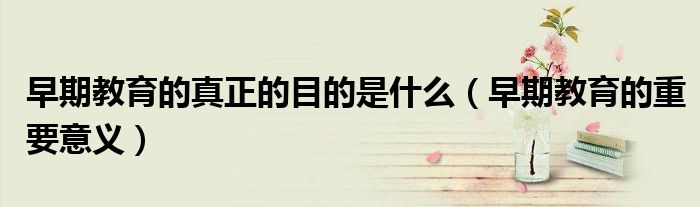 早期教育的真正的目的是什么（早期教育的重要意义）