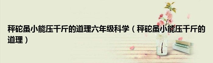 秤砣虽小能压千斤的道理六年级科学（秤砣虽小能压千斤的道理）