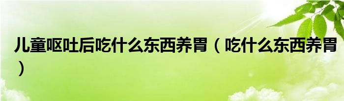 儿童呕吐后吃什么东西养胃（吃什么东西养胃）