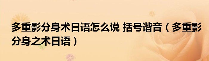多重影分身术日语怎么说 括号谐音（多重影分身之术日语）