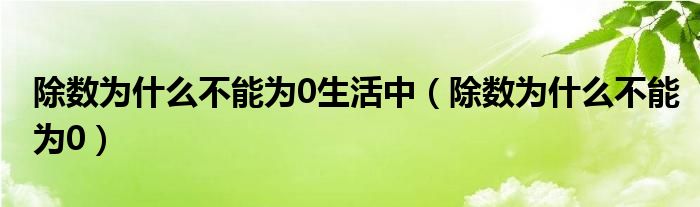 除数为什么不能为0生活中（除数为什么不能为0）