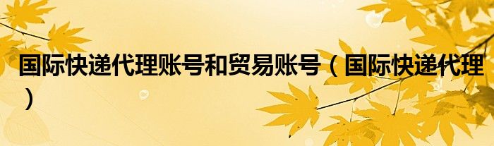 国际快递代理账号和贸易账号（国际快递代理）