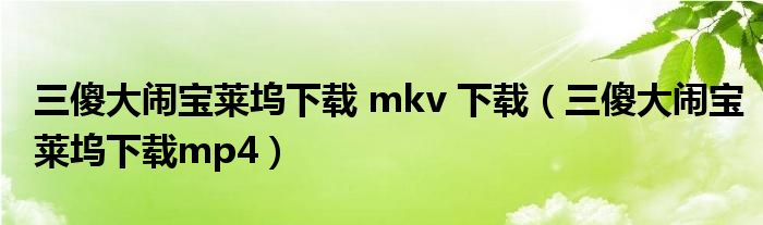 三傻大闹宝莱坞下载 mkv 下载（三傻大闹宝莱坞下载mp4）