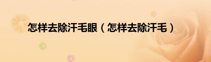 怎样去除汗毛眼（怎样去除汗毛）